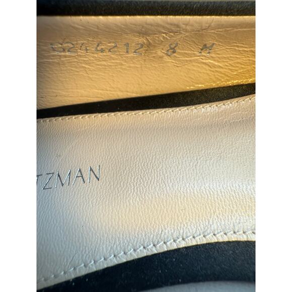 Stuart Weitzman Elegant Black Crystal Mid Heel Satin Black Pumps Size 8 - Picture 9 of 9